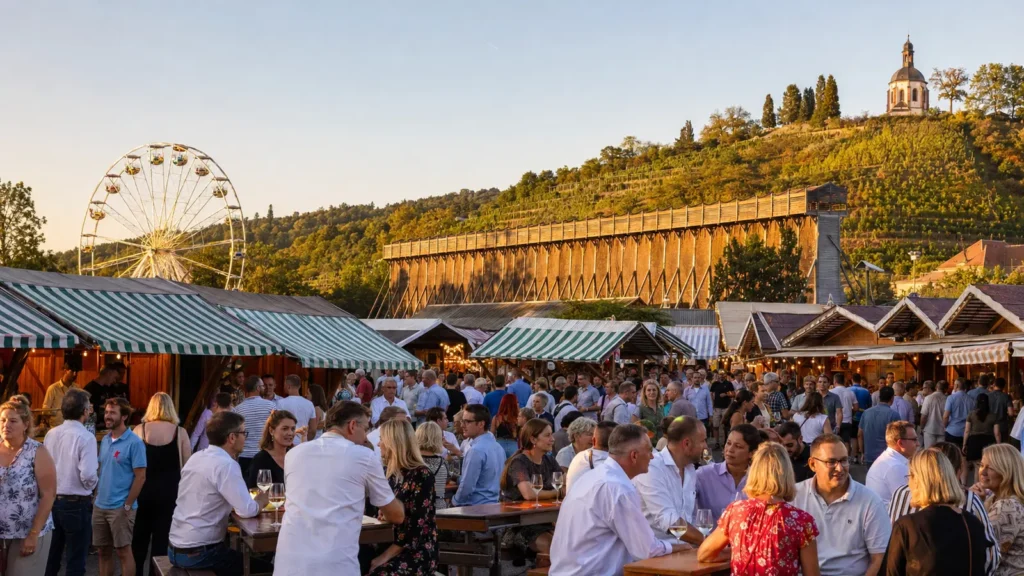 บรรยากาศเทศกาลไวน์ Dürkheimer Wurstmarkt ในเมืองบาด เดือร์คไฮม์ เยอรมนี