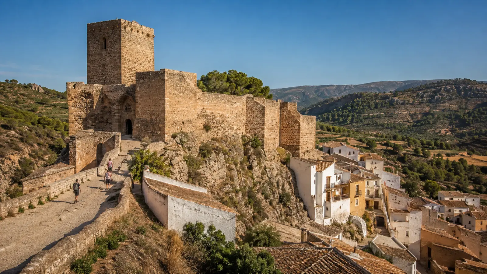 ปราสาทหินยุคกลาง Castillo de Buñol เหนือย่านเมืองเก่าในสเปน