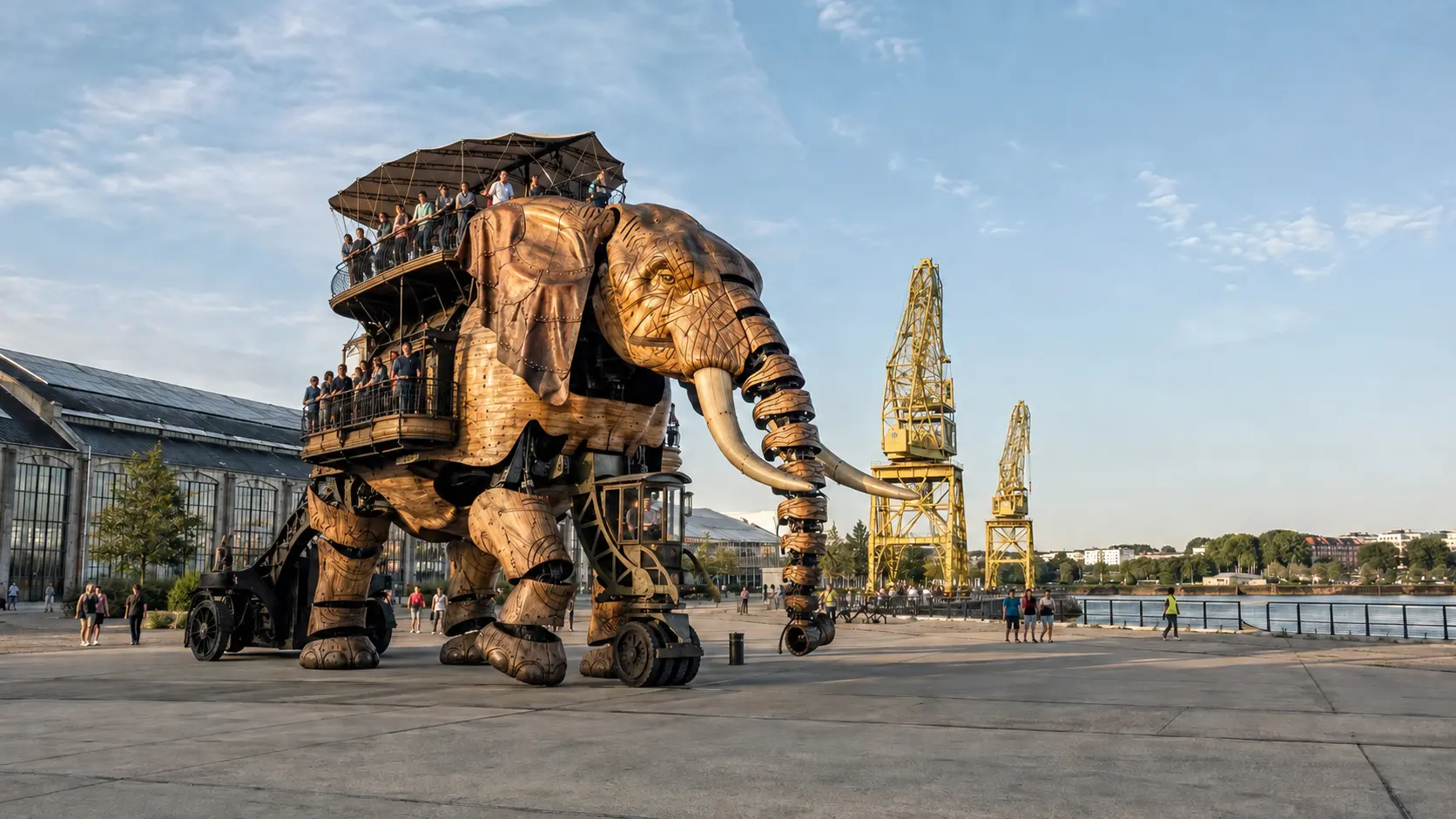 ช้างจักรกล Grand Éléphant ที่ Les Machines de l’île เมืองน็องต์ ประเทศฝรั่งเศส