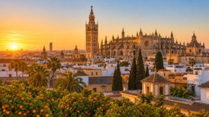 วิวเมืองเซบียา มหาวิหาร และหอ Giralda ประเทศสเปน