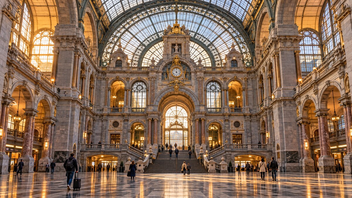 โถงสถานีรถไฟ Antwerp-Central เมืองแอนต์เวิร์ป