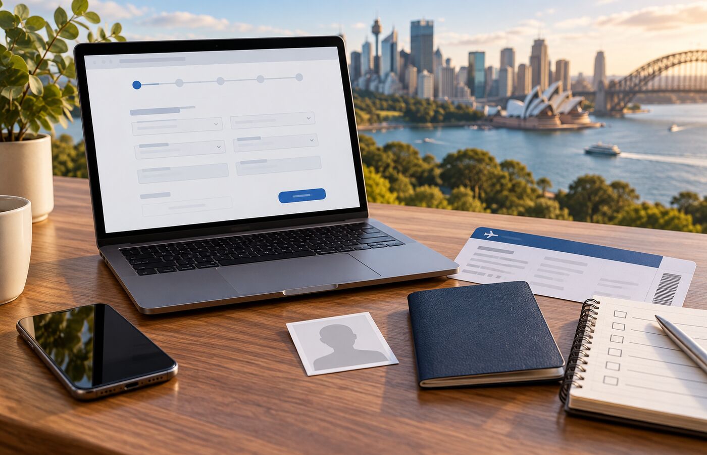 ภาพ AI การเตรียมยื่น Visitor Visa ออสเตรเลียผ่านระบบออนไลน์