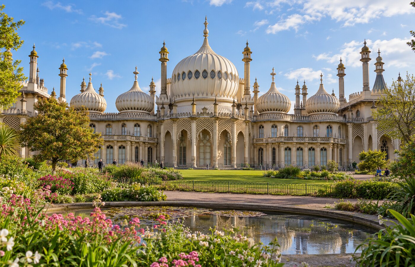 ภาพ AI Royal Pavilion และสวนในเมืองไบรตัน