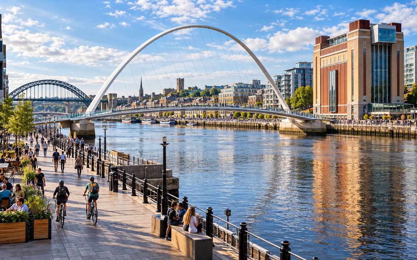 ภาพประกอบย่าน Quayside และ Gateshead Millennium Bridge